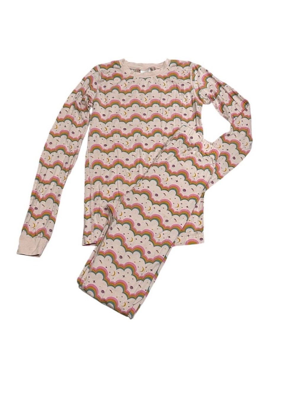 Hanna Andersson HannaSoft Pink Rainbow Long Sleeve Pajama Set Size 150  US 12